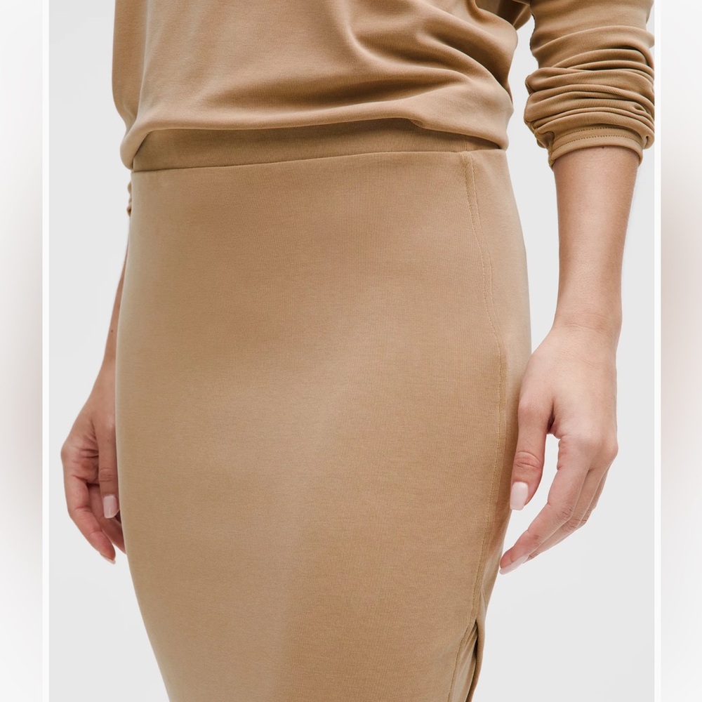 NWT Lululemon Drapey Softsreme Column Midi Skirt on Filbert Tan - Picture 6 of 8